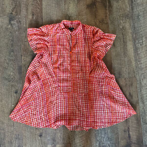 Women's Nine West Dress XS Orange Plaid